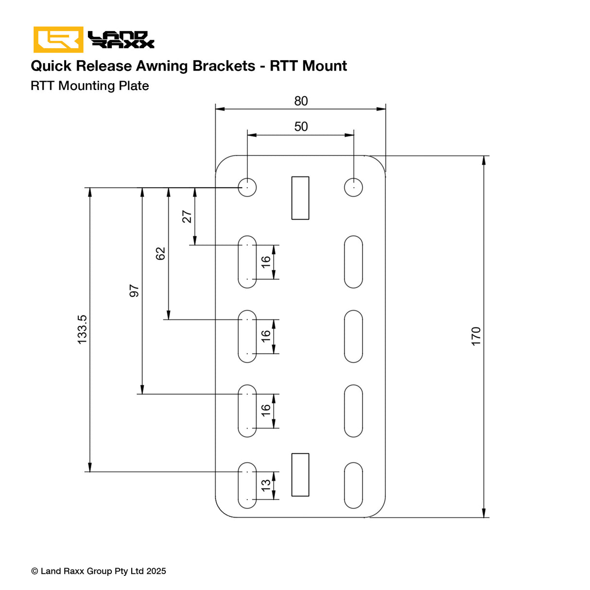 Heavy-Duty Quick-Release Awning Brackets - RTT Mount