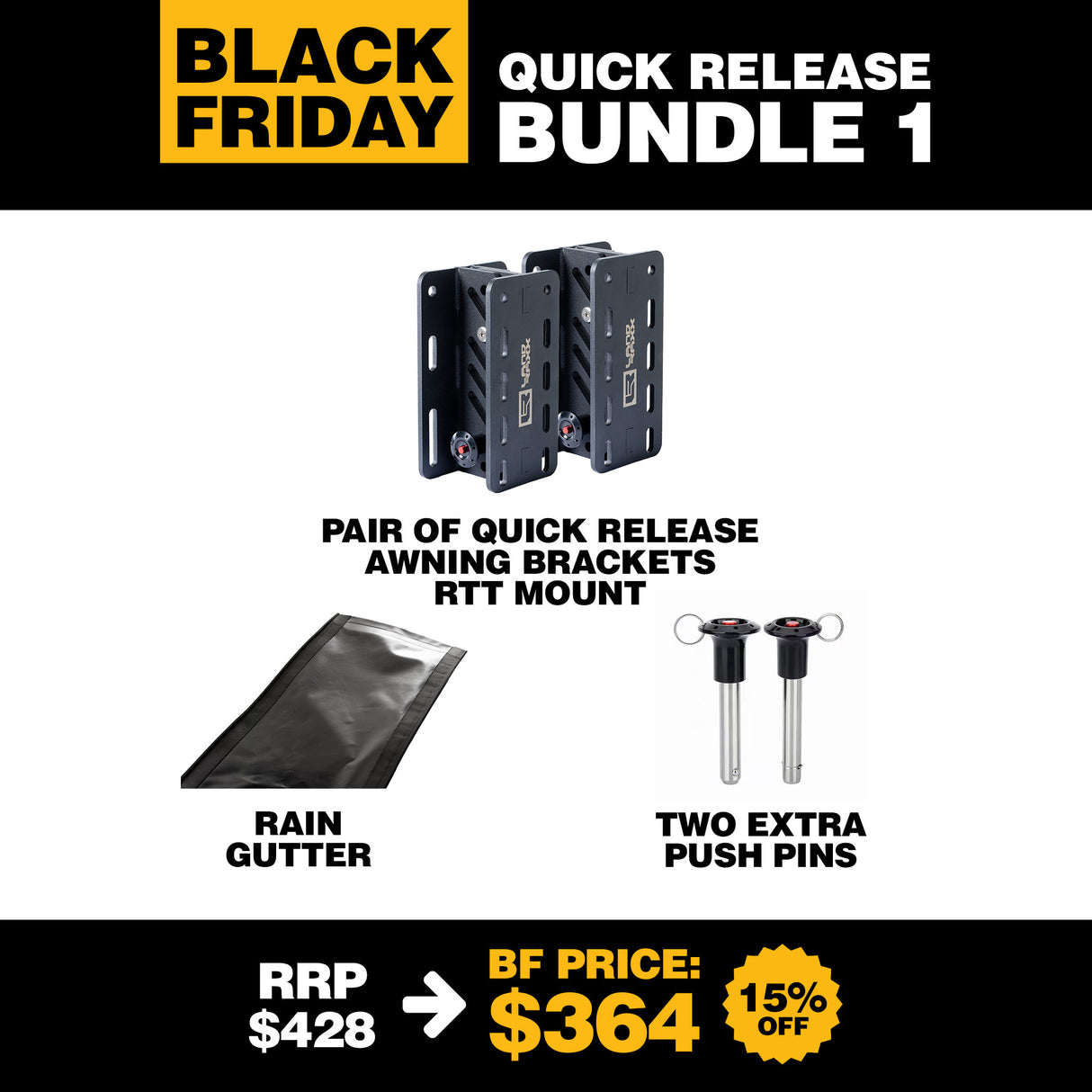 Quick Release Bundle ONE - Heavy-Duty Awning Brackets - RTT Mount