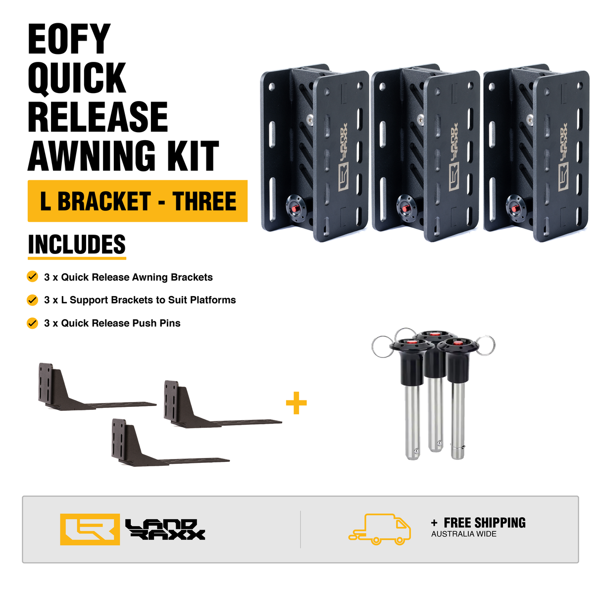EOFY Quick Release Awning Kit – L Brackets - Three