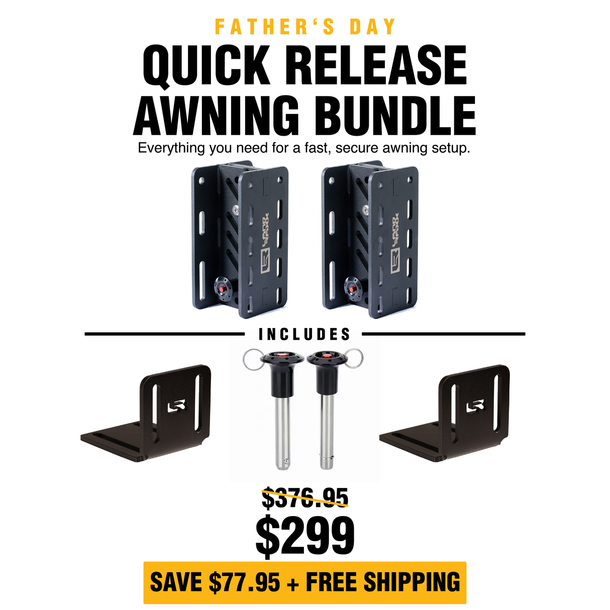 Quick Release Awning Bracket Bundle - RTT Mount 2 x Pack