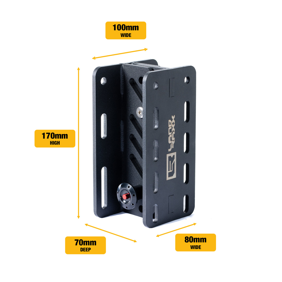 Quick-release awning bracket dimensions — 170mm high, 100mm wide, 70mm deep