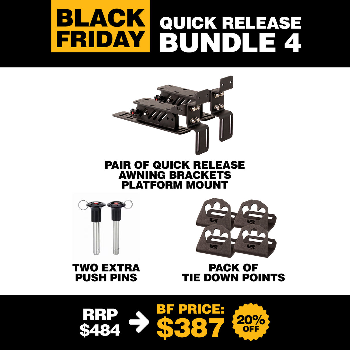 Quick Release Bundle FOUR - Platform Mount Awning Brackets