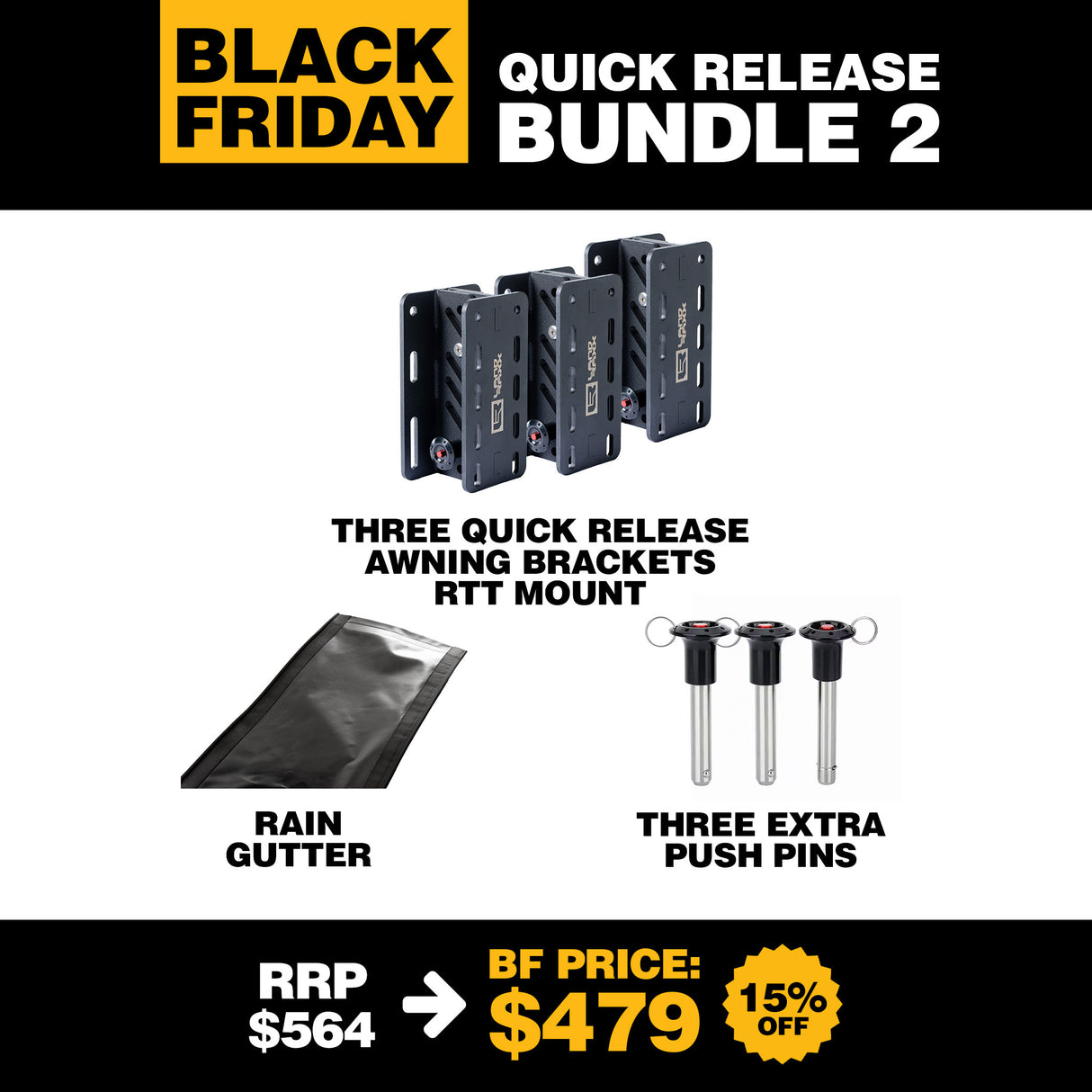 Quick Release Bundle TWO - Heavy-Duty Awning Brackets - RTT Mount
