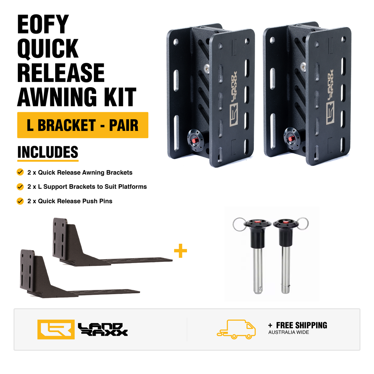 EOFY Quick Release Awning Kit – L Brackets - Pair